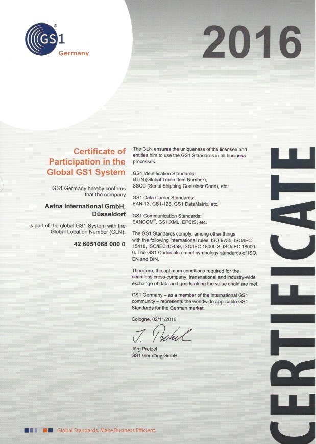 Certification Aetna International GmbH
